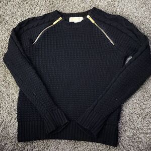 𝅺Michael Kors MK Black Knit Sweater Zippers small